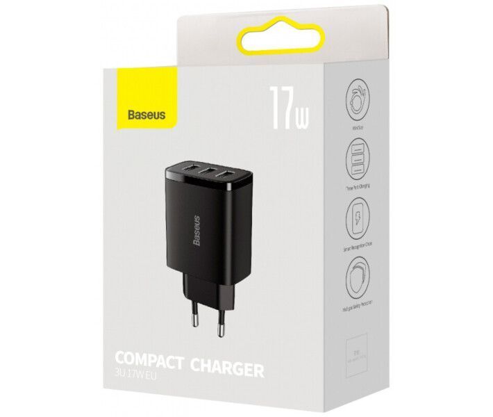 Зарядное устройство для Baseus Compact 3U 17W (CCXJ020101) черный 0168 фото