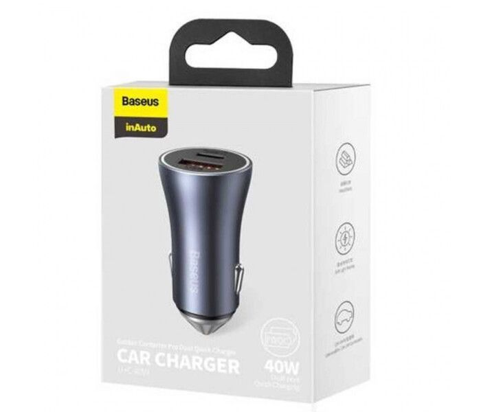 Автомобильное зарядное устройство Baseus 40W Тип C USB PD 0170 фото